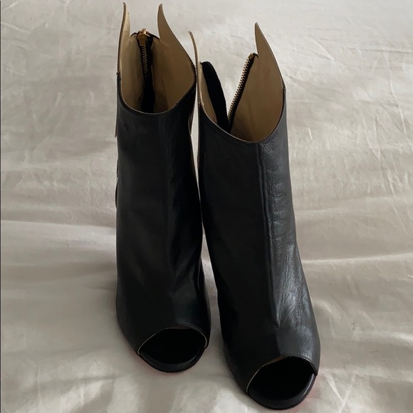 JF London Peep Toe Leather and Suede Bootie - Picture 3 of 7